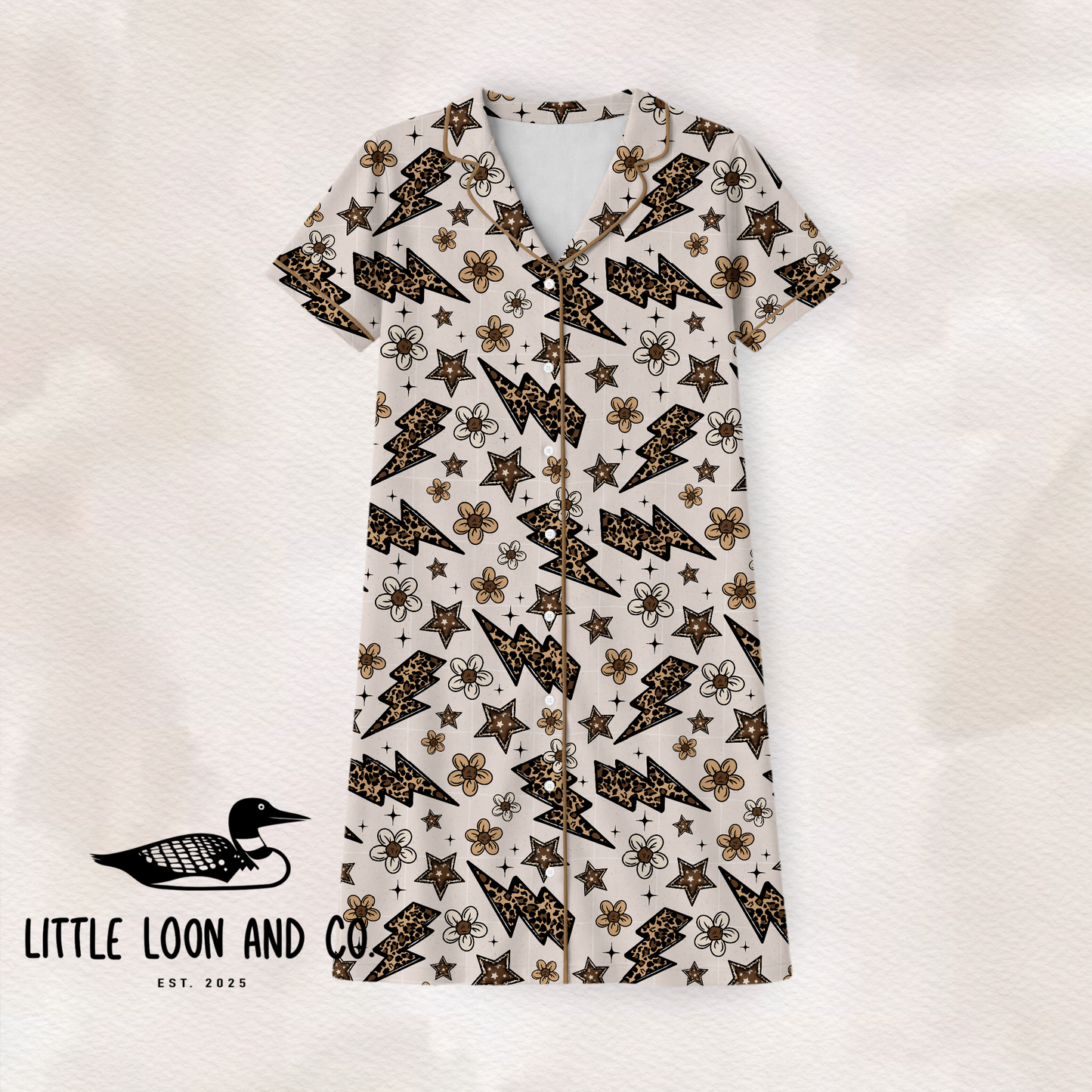 Bolts and Blooms Women's Button down Nightgown