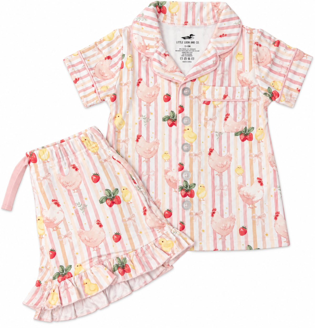Cluckin Cuties Kids Ruffle Short PJ Set