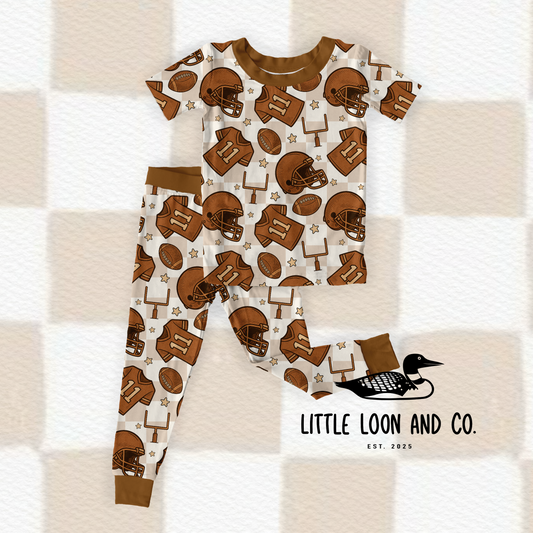 Checkered Football Short Sleeve Set