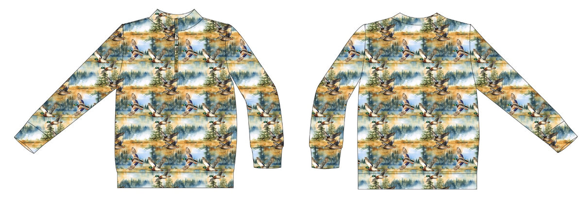 PRESALE Watercolor Mallards Adult French Terry 1/4 Zip (oversized)