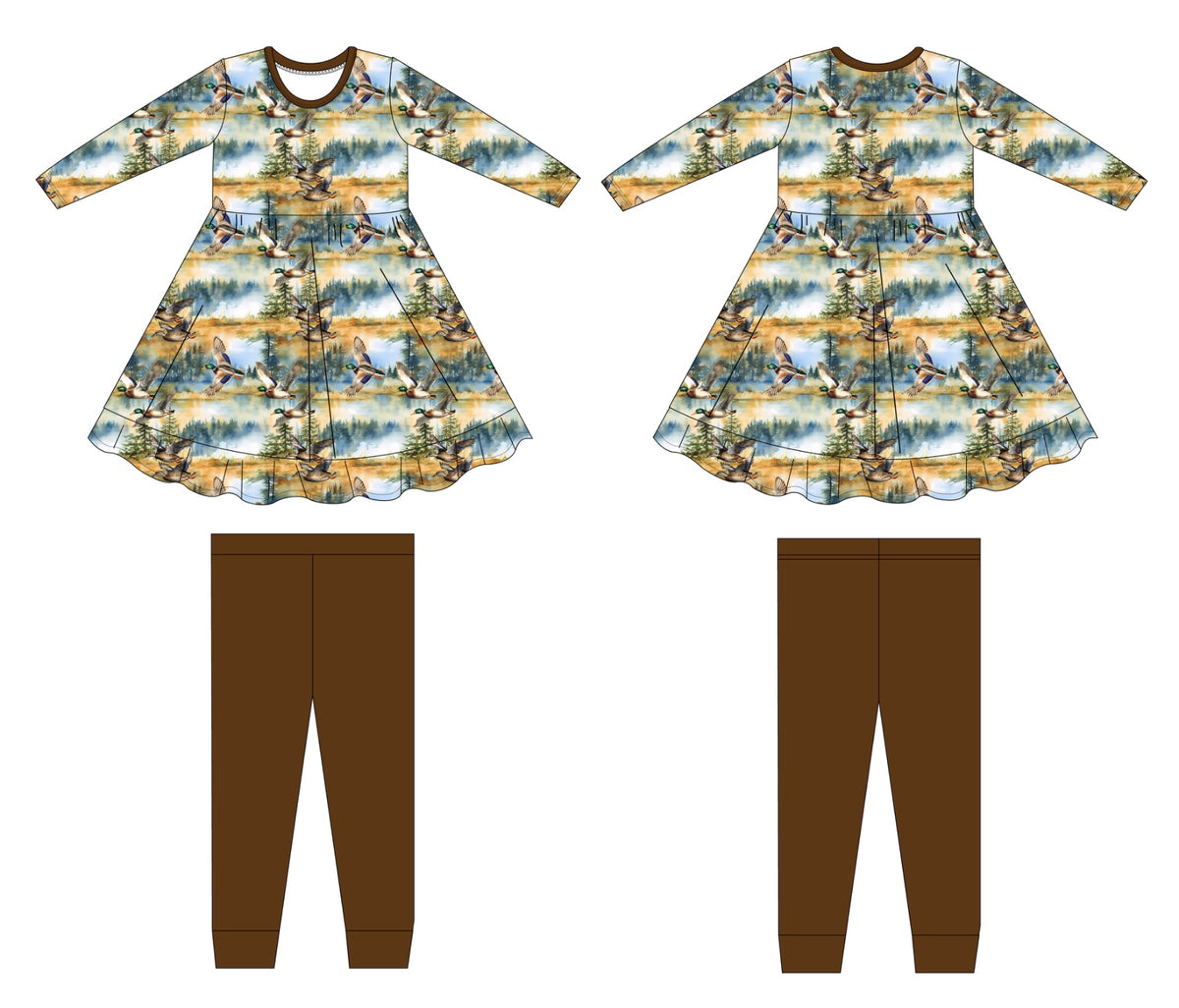 PRESALE Watercolor Mallards Long Sleeve Peplum Set