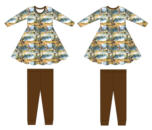 PRESALE Watercolor Mallards Long Sleeve Peplum Set