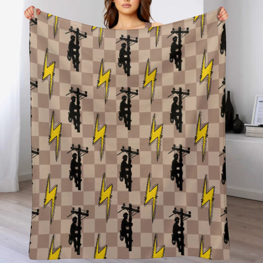 Boy Checkered Lineman Plush Blanket