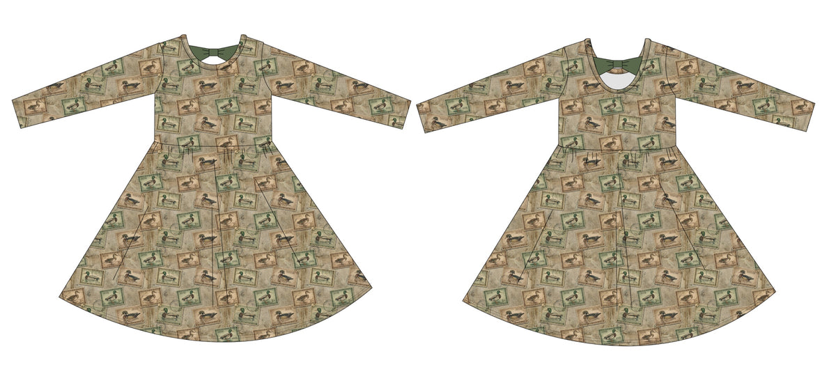 PRESALE Duck Stamp Bow Back Twirl Dress