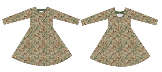 PRESALE Duck Stamp Bow Back Twirl Dress
